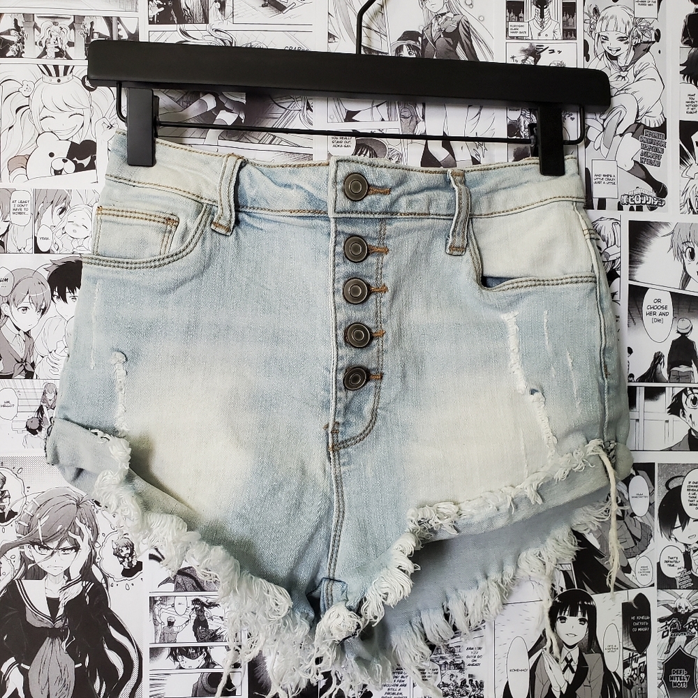 Forever 21 Distressed High Rise Denim Shorts
